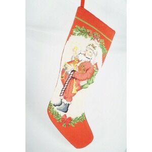 Imperial Elegance Needlepoint Christmas Stocking Santa Candy Cane Pack Red White
